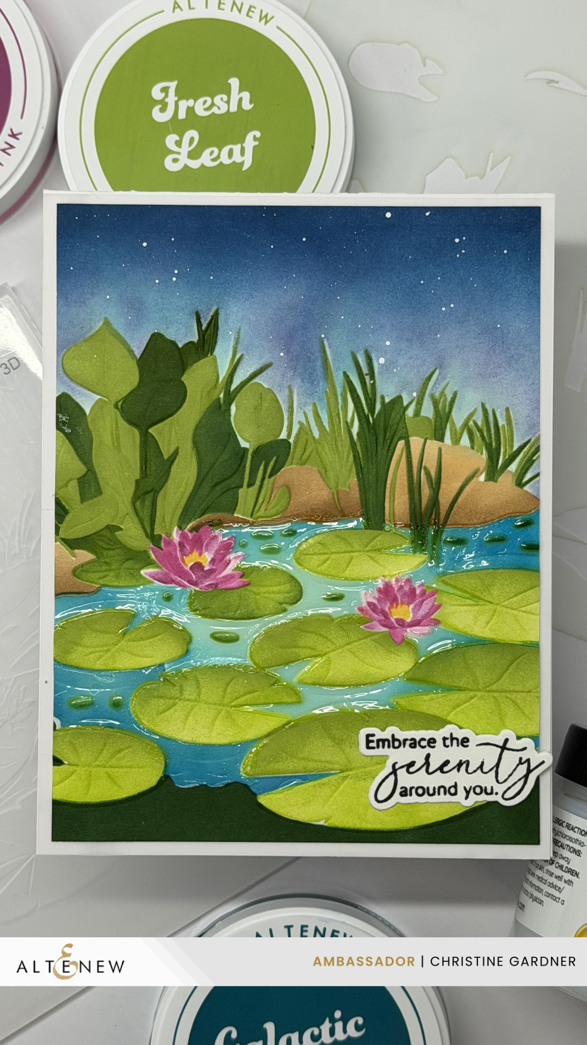 Glassy, Glossy Water Effects with Altenew Crystal 3D Gel | Lilypad Dreams Stencil & Embossing Folder